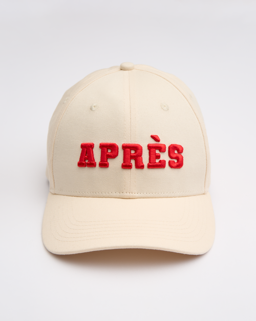 Beige cap with red 'APRES' text